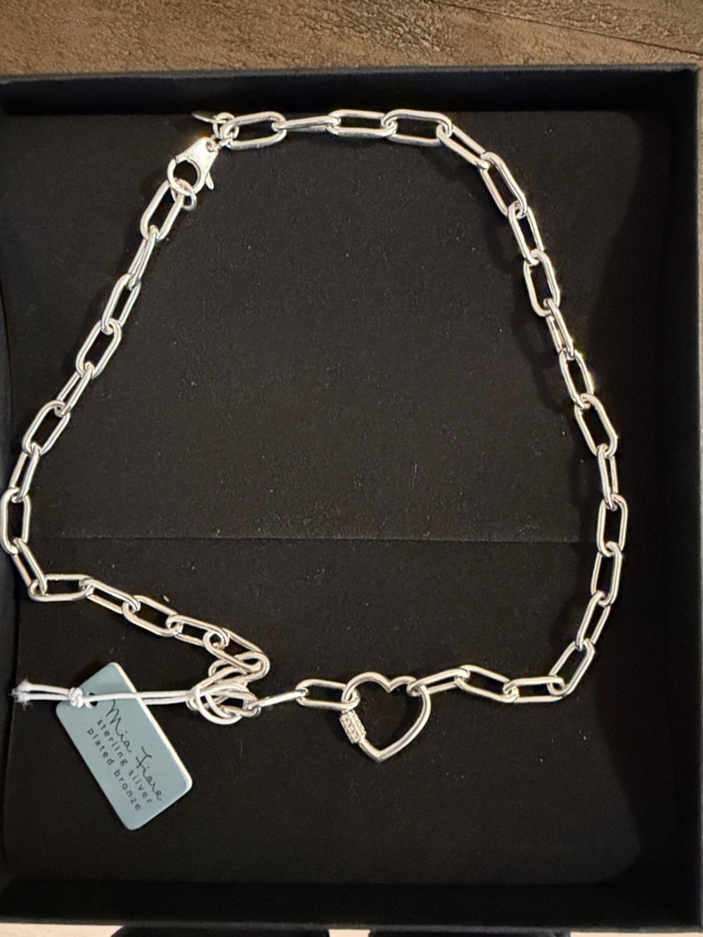 Silver Heart Link Chain Necklace - Women Jewelry